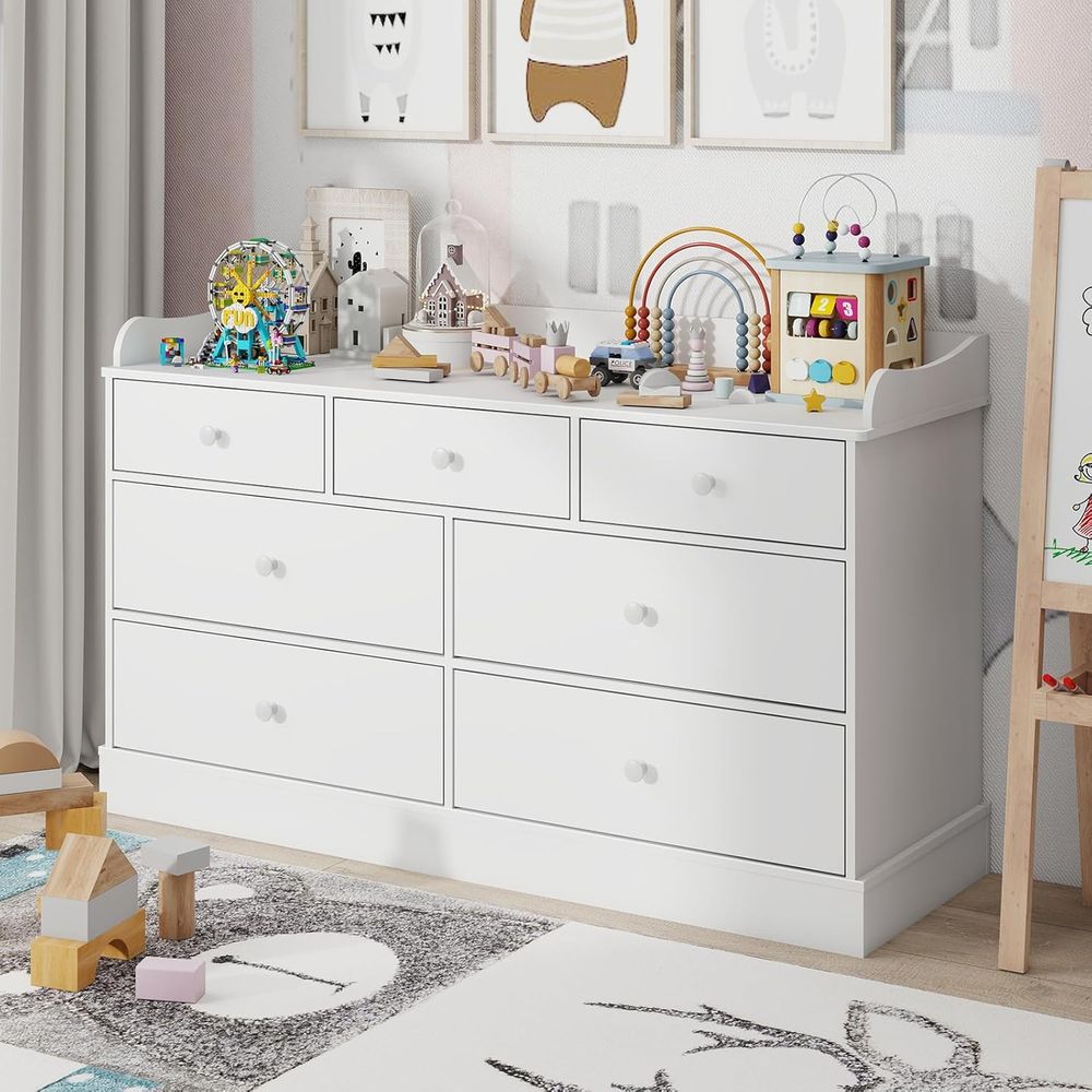 Baby Nursery Dresser Changing Table - 7-Drawer Kids Dresser, Changing Table, Nursery