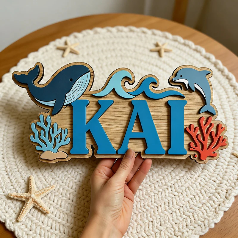 Baby Nursery Ocean - Ocean Whale Dolphin Themed Custom Name
