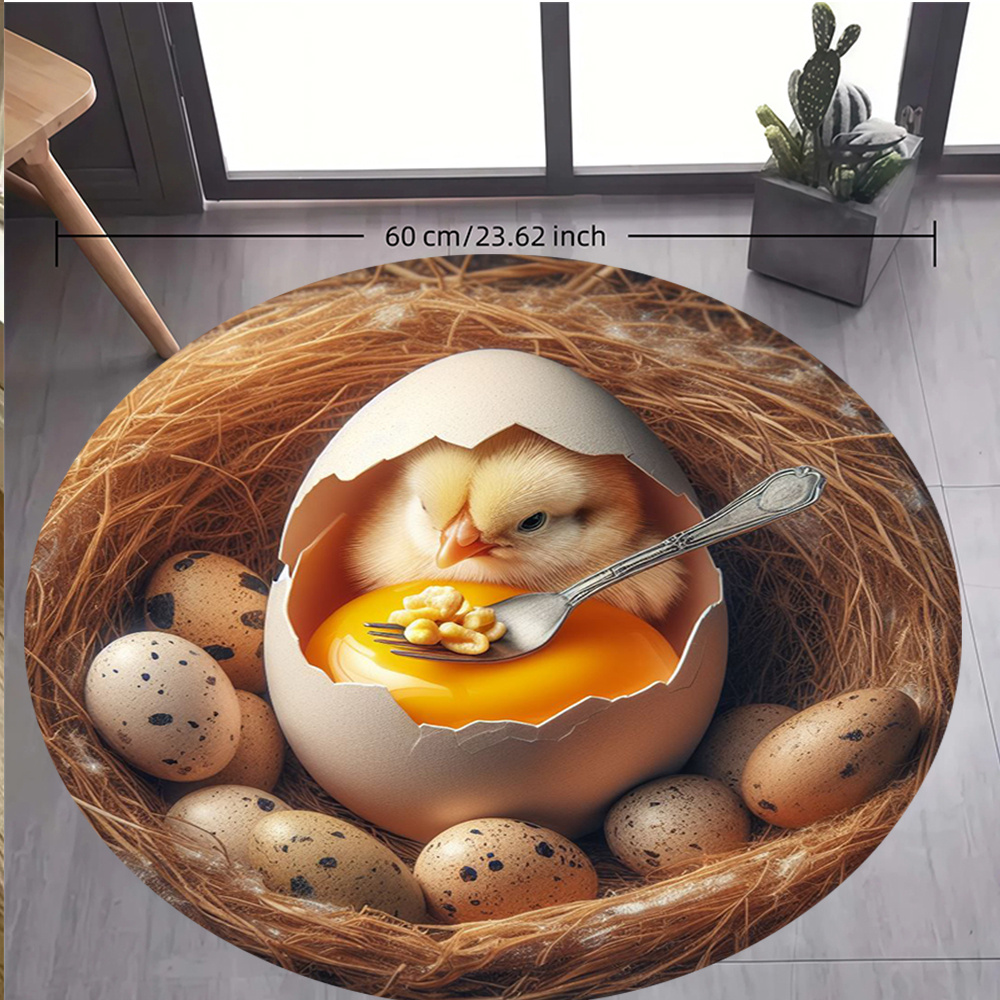 Baby Nursery Decor Ideas - Cute Chick Hatching Egg Nest Round