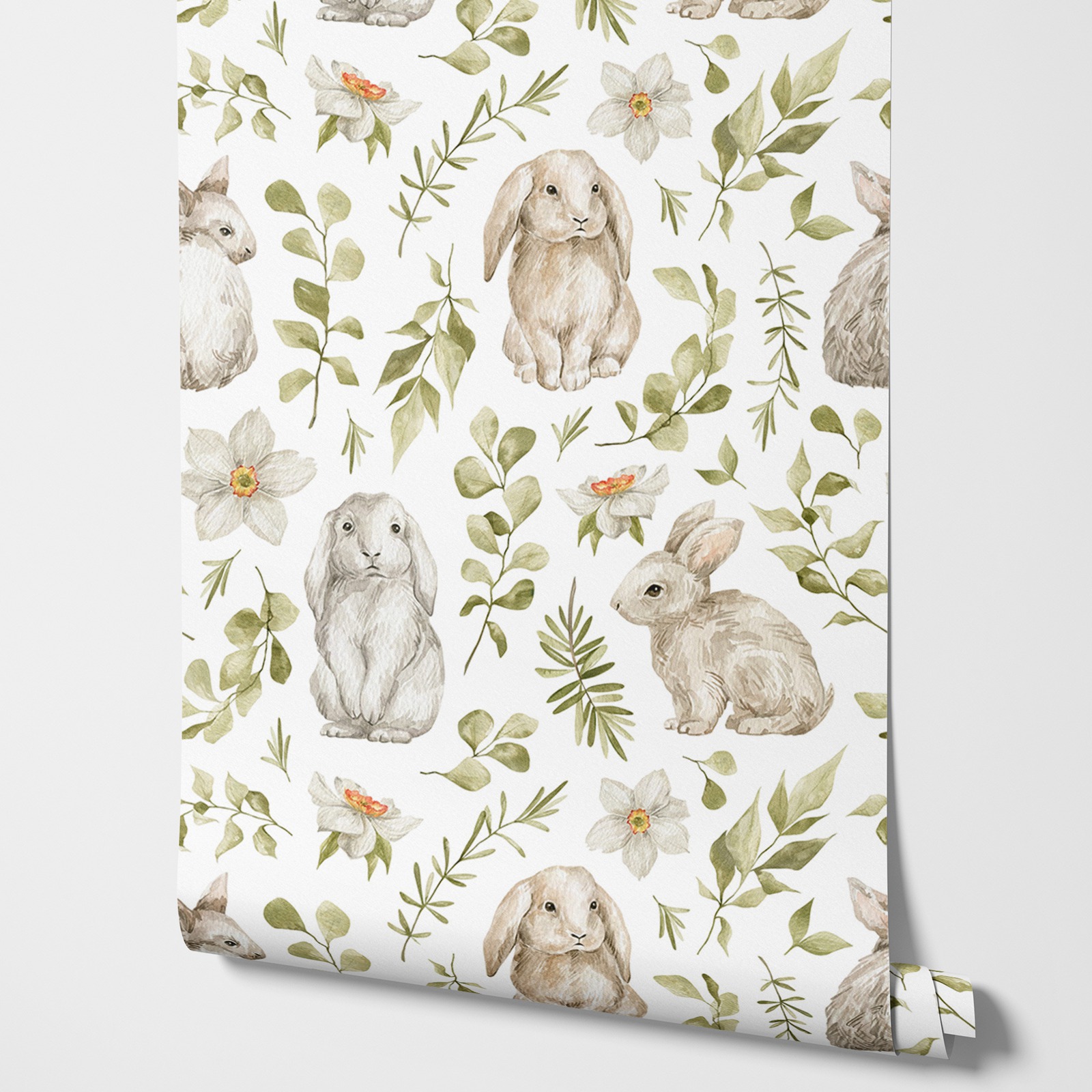 Baby Nursery Water - Bunny Wallpaper Kids Room Wallpaper Girl