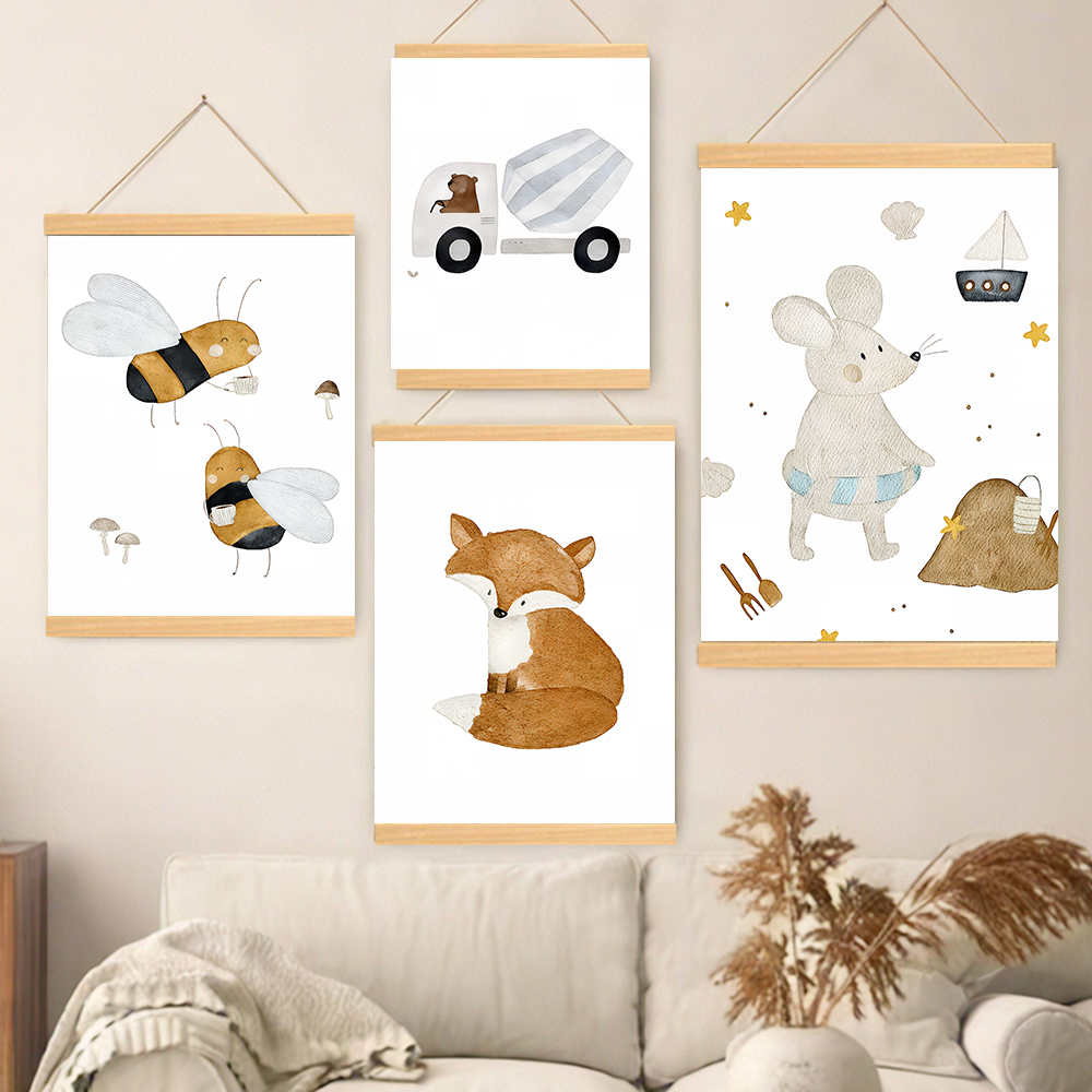 Baby Nursery Home - Boho Cartoon Posters Print Bear Truck