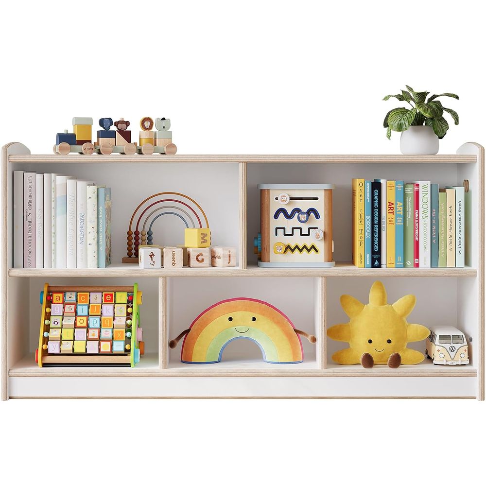 Baby Bookshelf Small - 2-Tier Wood Montori Cabinet or Kids,