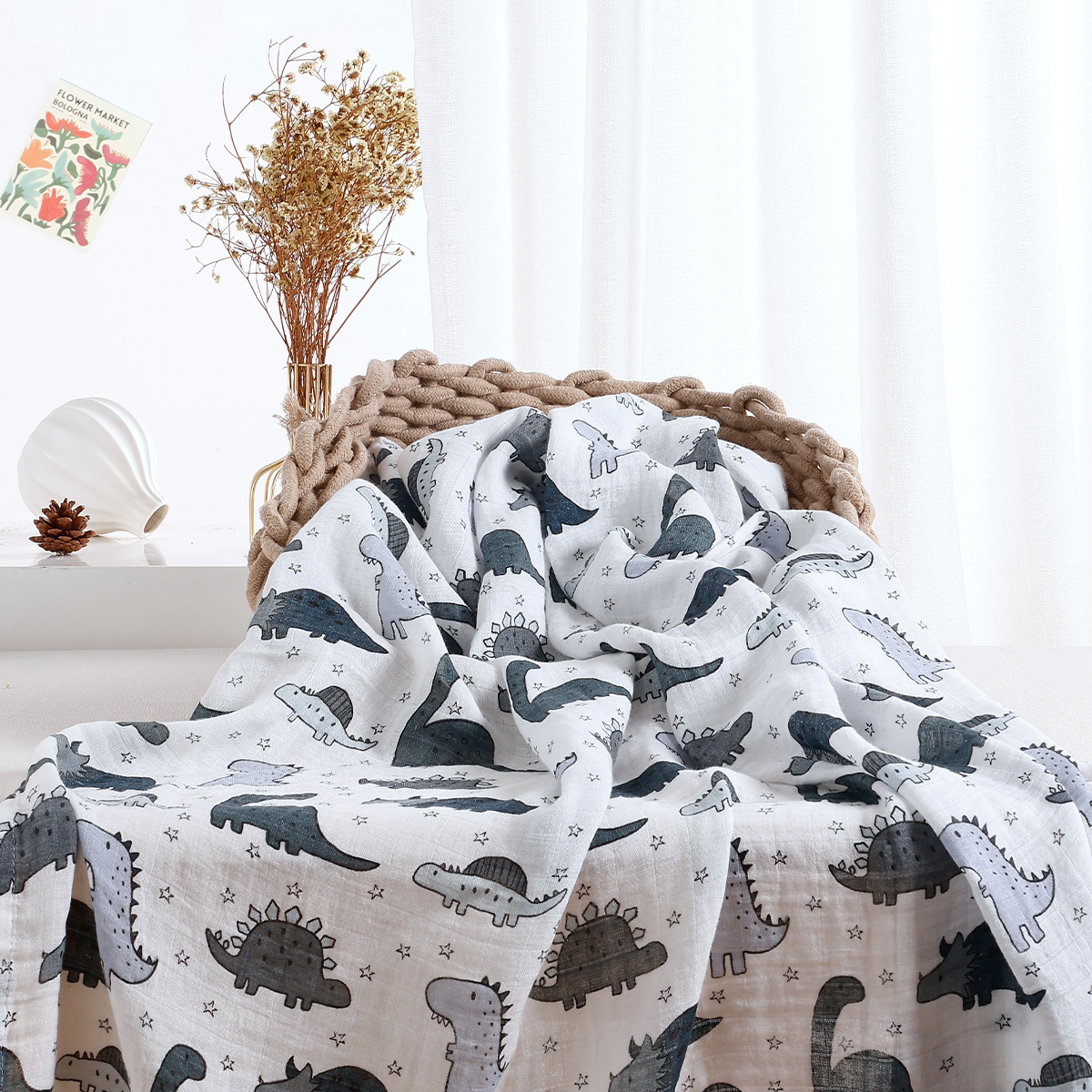 Swaddle Blanket Muslin - Happyflute 120*110CM Muslin Swaddle For Newborn