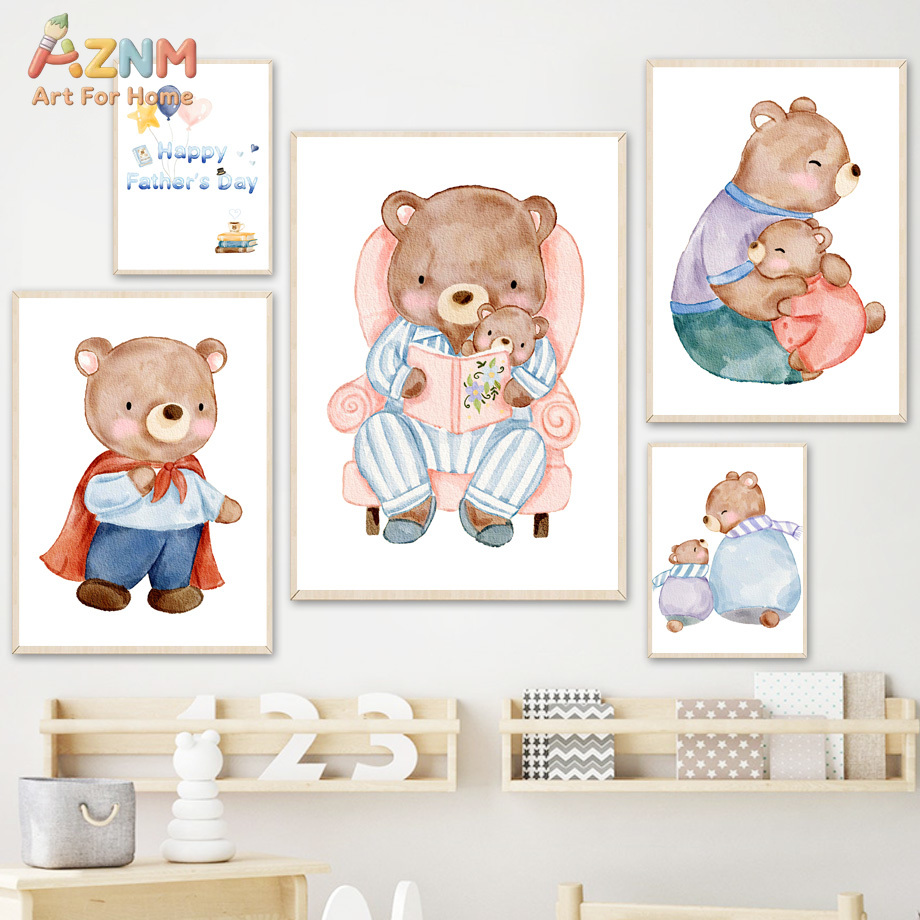 AZNM Watercolor Father and Bab - Baby Nursery Themes Girl avis et prix