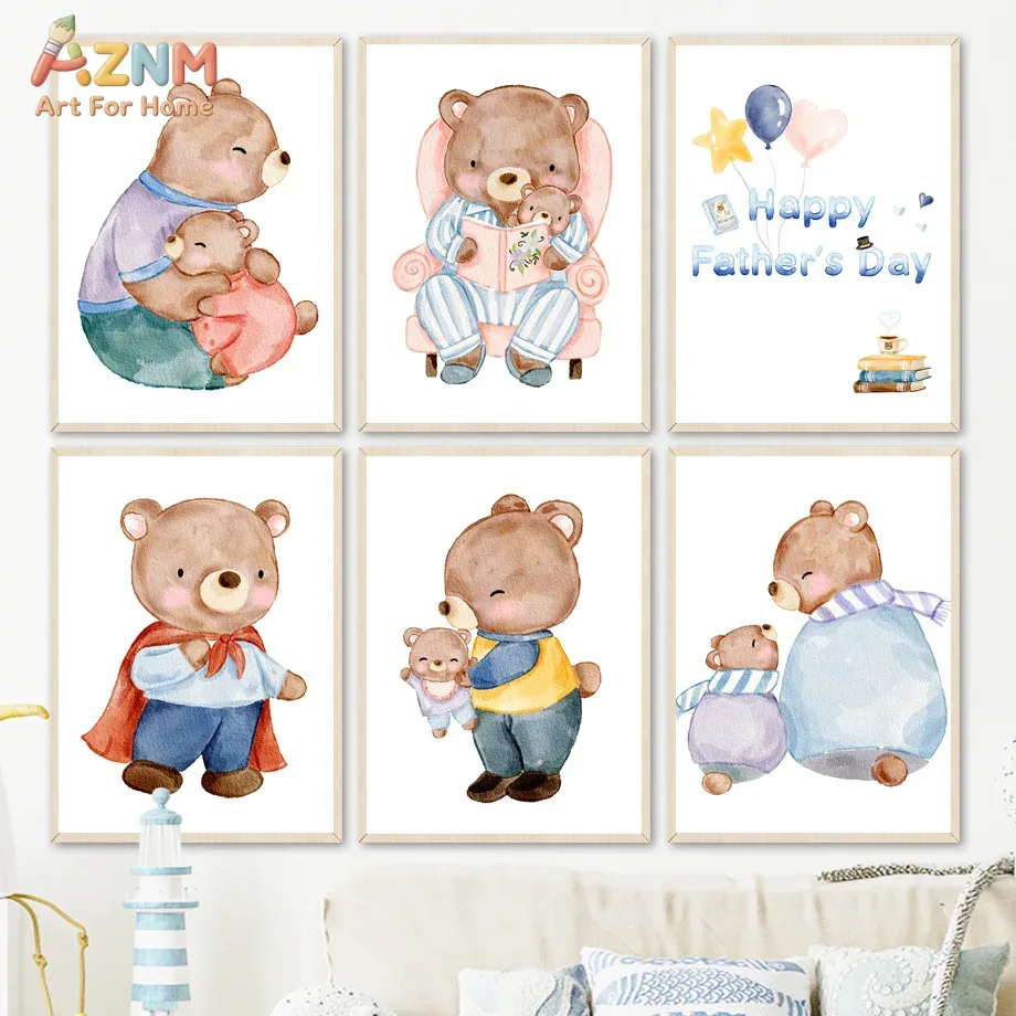 AZNM Watercolor Father and Bab - Baby Nursery Themes Girl avis et prix