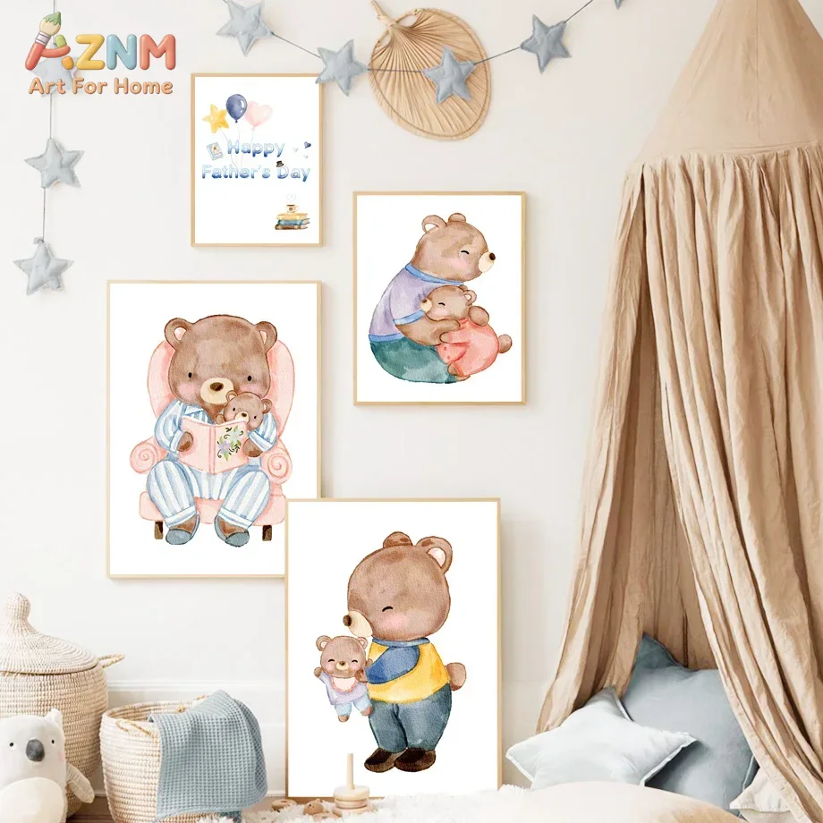AZNM Watercolor Father and Bab - Baby Nursery Themes Girl avis et prix