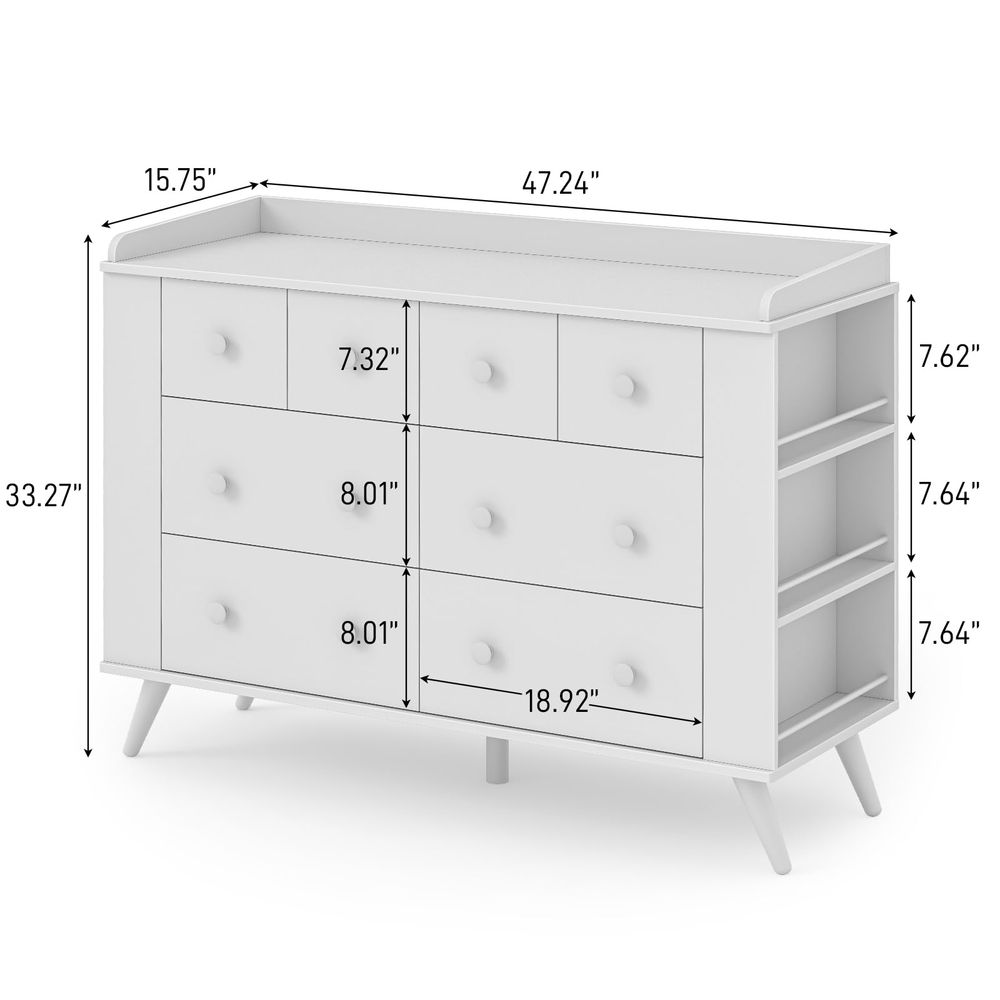 Kids Dresser Cabinet with 8 Dr - Baby Nursery Dresser Changing Table avis et prix