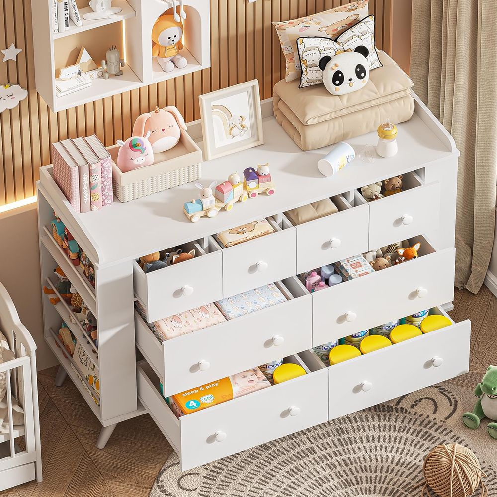 Kids Dresser Cabinet with 8 Dr - Baby Nursery Dresser Changing Table avis et prix