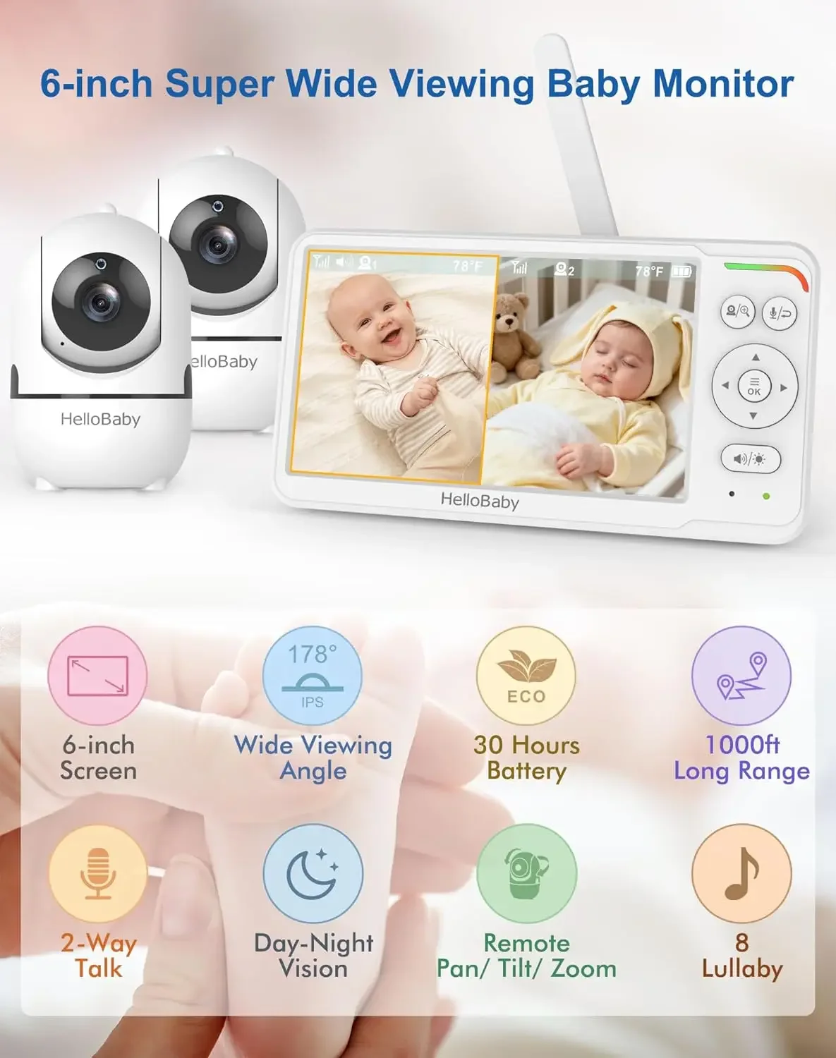 Baby Monitor with 2 Cameras, W - Baby Monitor Split Screen avis et prix