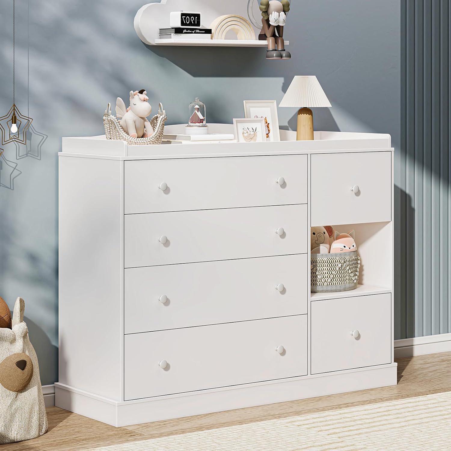 Kids Dresser Cabinet with Shel - Baby Nursery Dresser Changing Table avis et prix