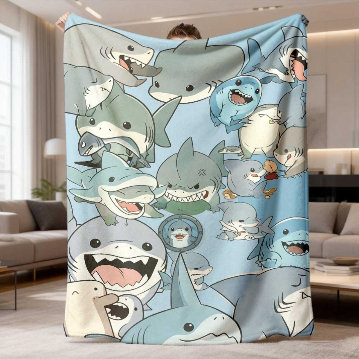 Large Cartoon Baby Sharks Flee - Baby Nursery Ocean avis et prix