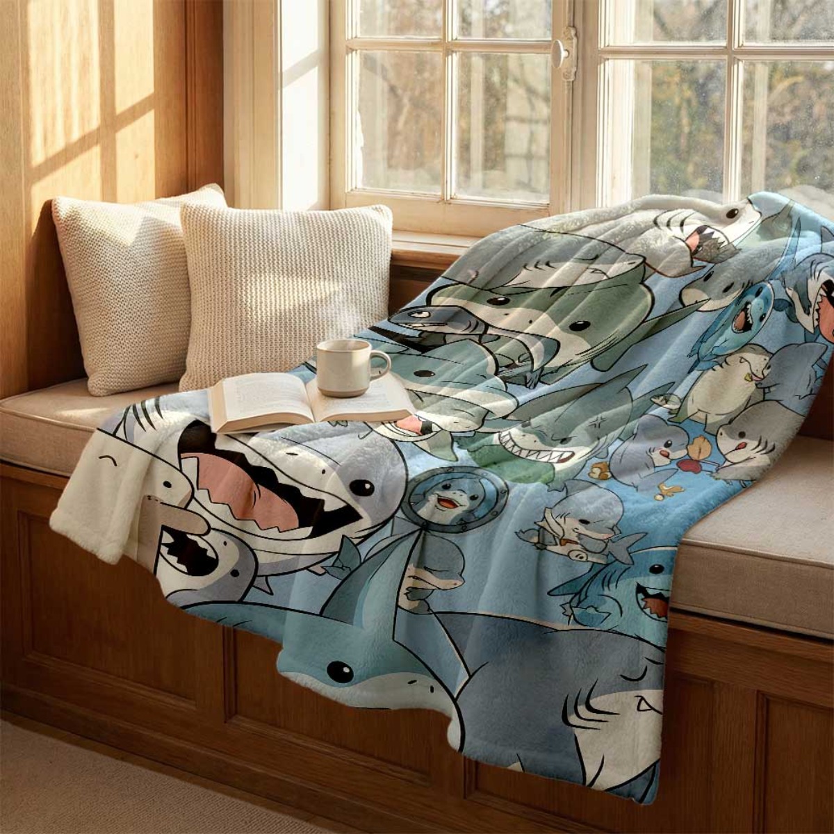 Large Cartoon Baby Sharks Flee - Baby Nursery Ocean avis et prix