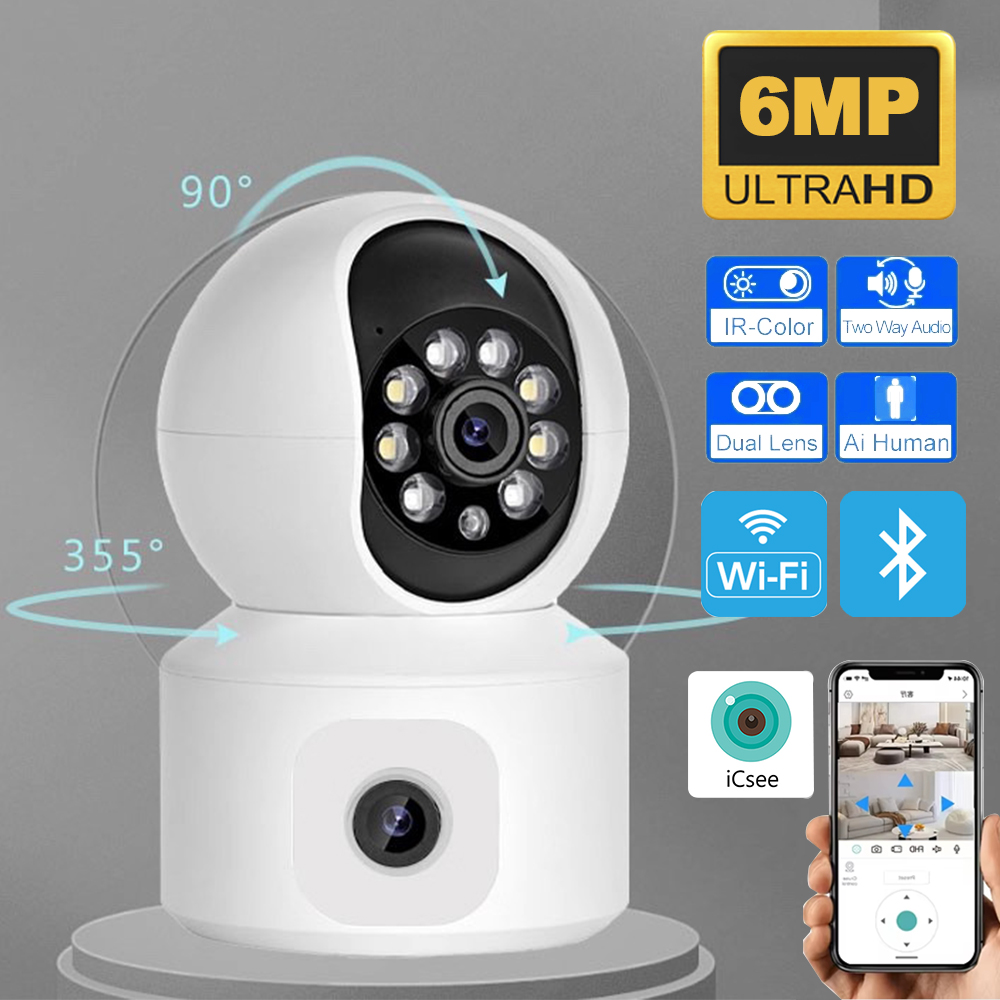 6MP iCsee WiFi IP Camera Dual  - Baby Monitor Split Screen avis et prix