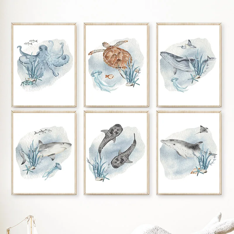 Posters And Prints Whale Fish  - Baby Nursery Ocean avis et prix