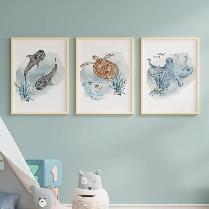 Posters And Prints Whale Fish  - Baby Nursery Ocean avis et prix