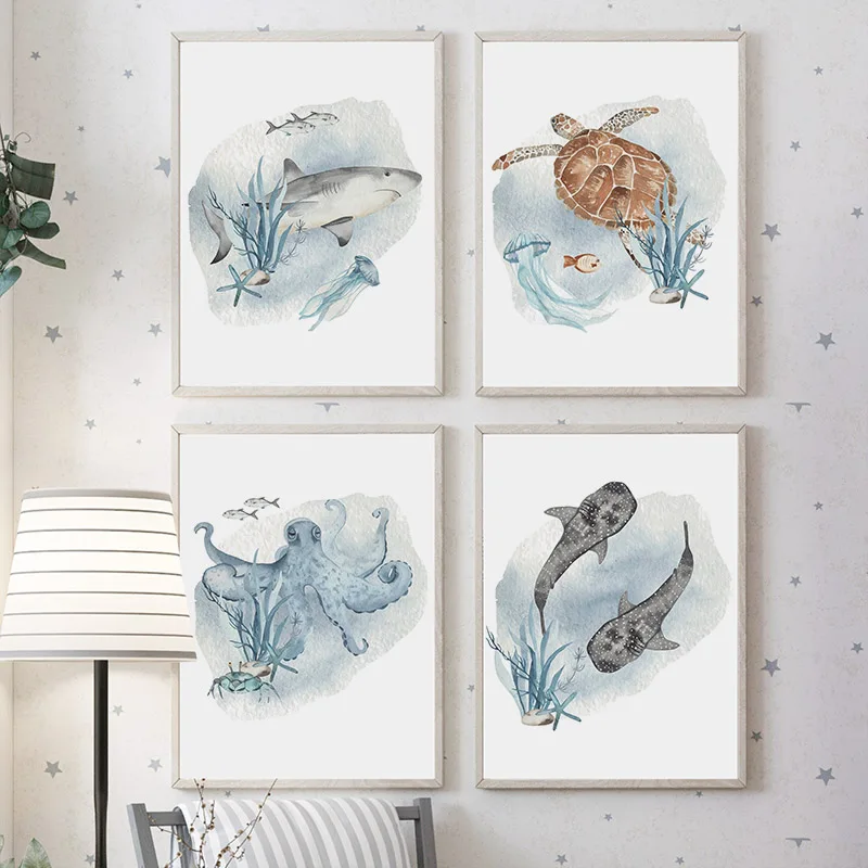 Posters And Prints Whale Fish  - Baby Nursery Ocean avis et prix