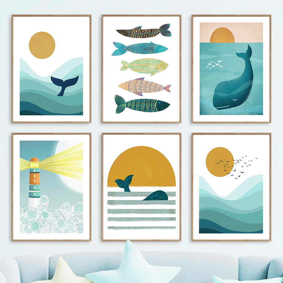 Blue Ocean Sun Fish Whale Ligh - Baby Nursery Ocean avis et prix