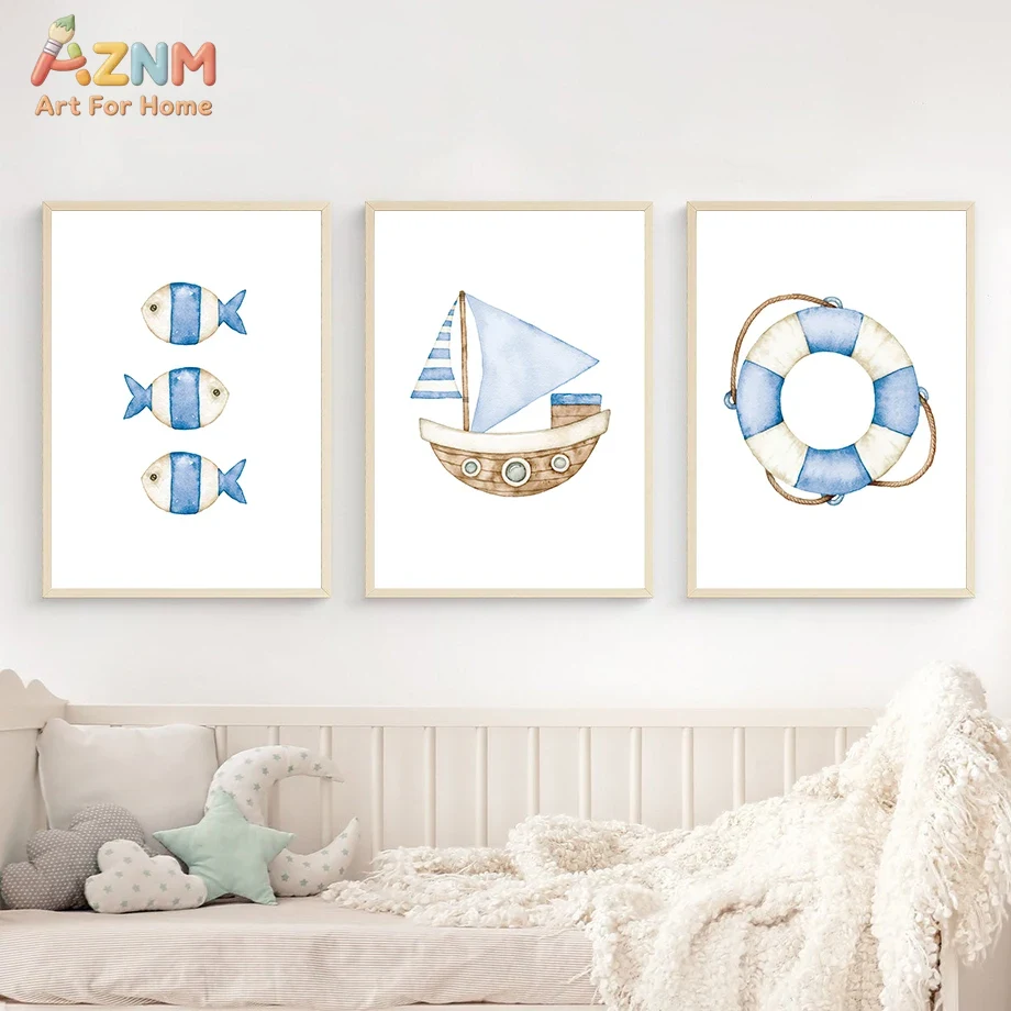 Sailboat Lighthouse Fish Nauti - Baby Nursery Home avis et prix