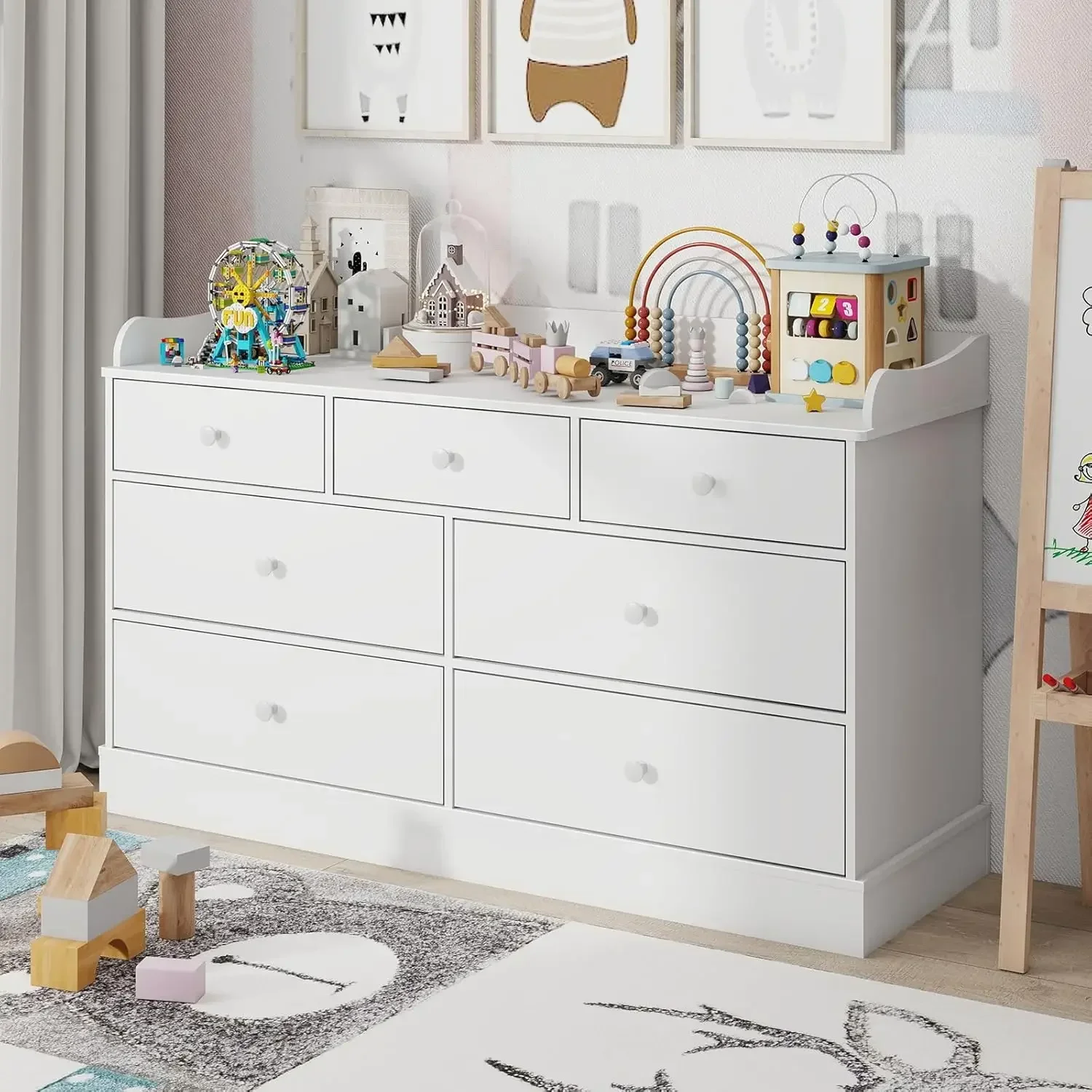 Kids Dresser Cabinet with 7 Dr - Baby Nursery Dresser Changing Table avis et prix