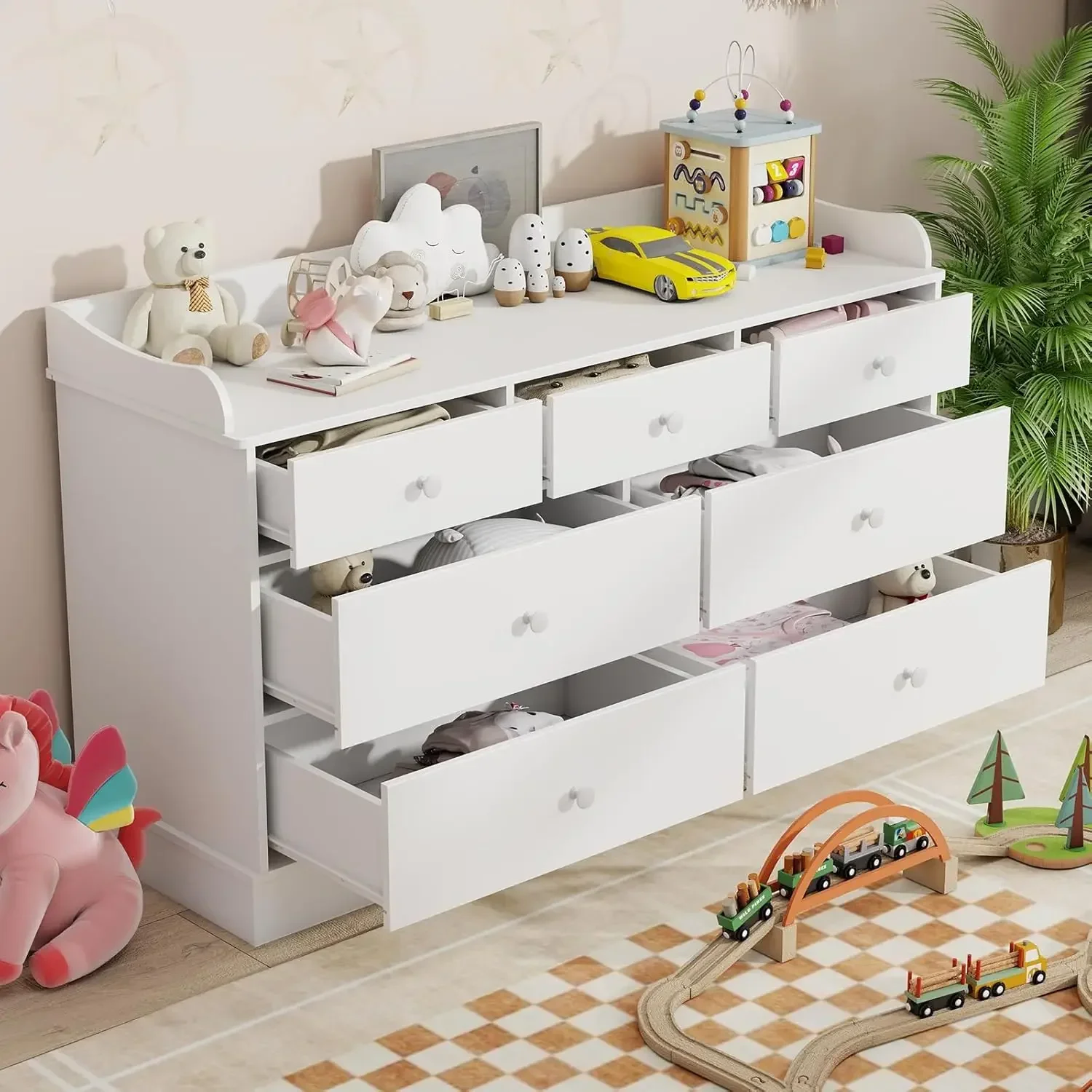 Kids Dresser Cabinet with 7 Dr - Baby Nursery Dresser Changing Table avis et prix