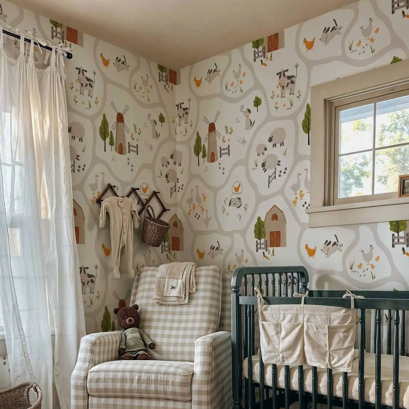 Cute Farm Animals Kids Wallpap - Baby Nursery Water avis et prix