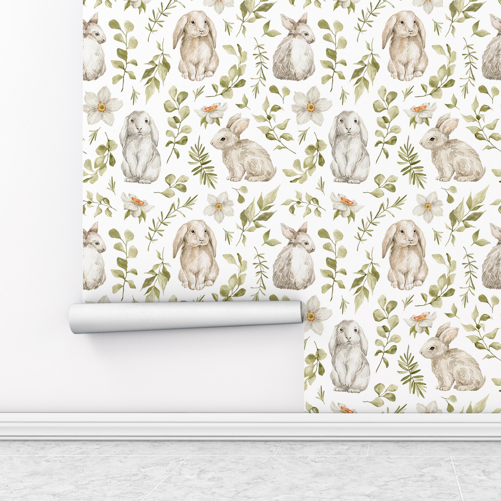 Bunny Wallpaper Kids Room Wall - Baby Nursery Water avis et prix