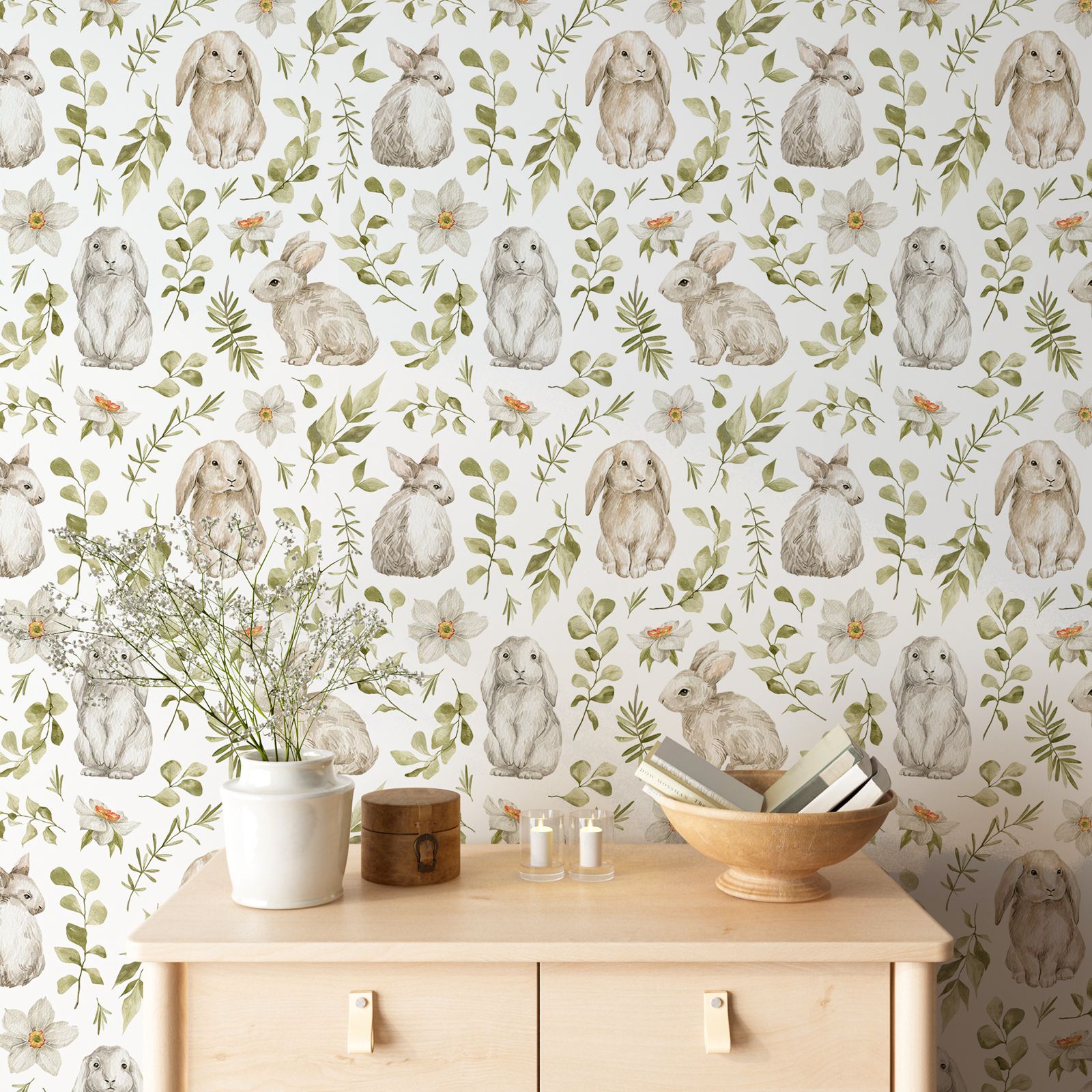 Bunny Wallpaper Kids Room Wall - Baby Nursery Water avis et prix
