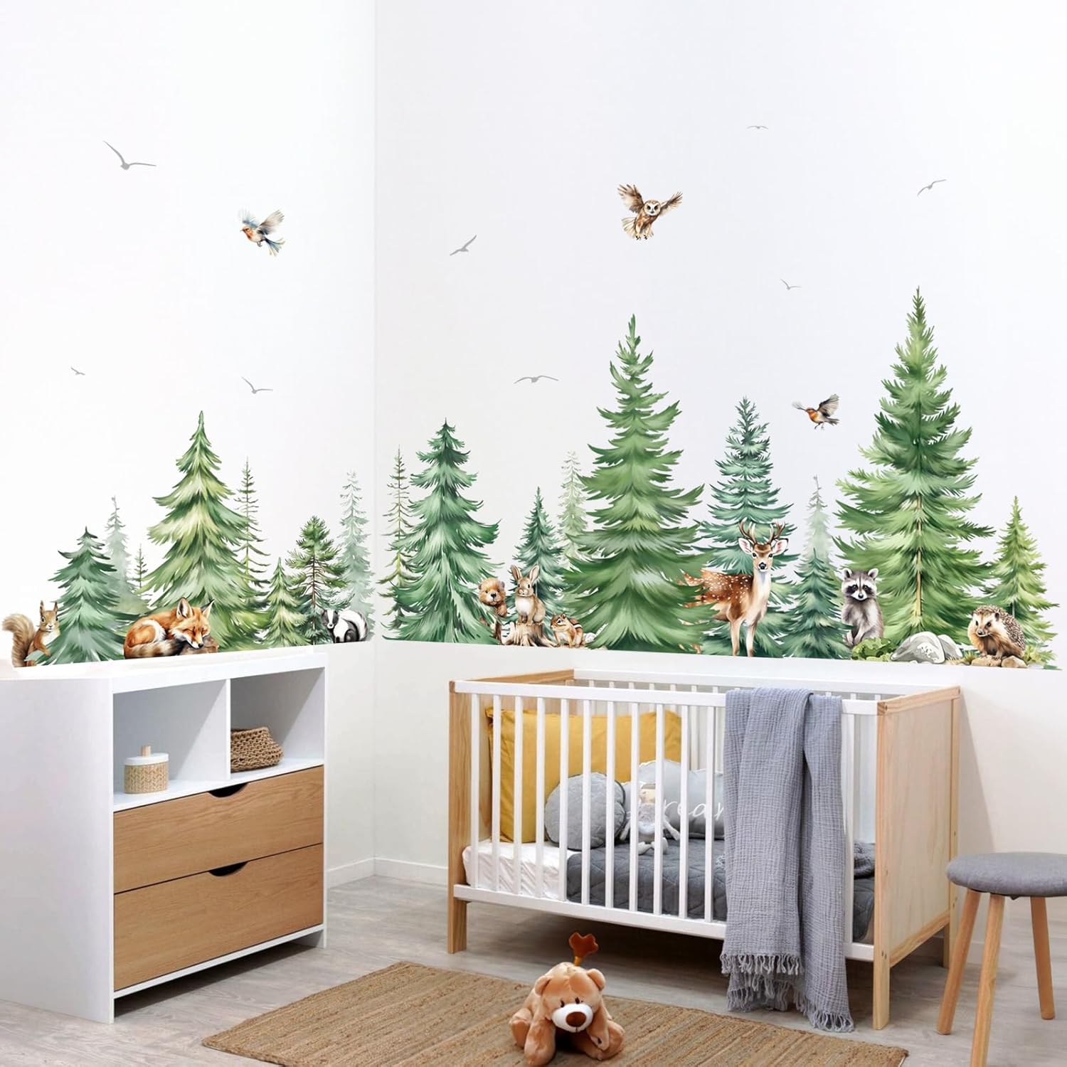 Large Watercolor Pine Tree Ani - Baby Nursery Set Furniture avis et prix