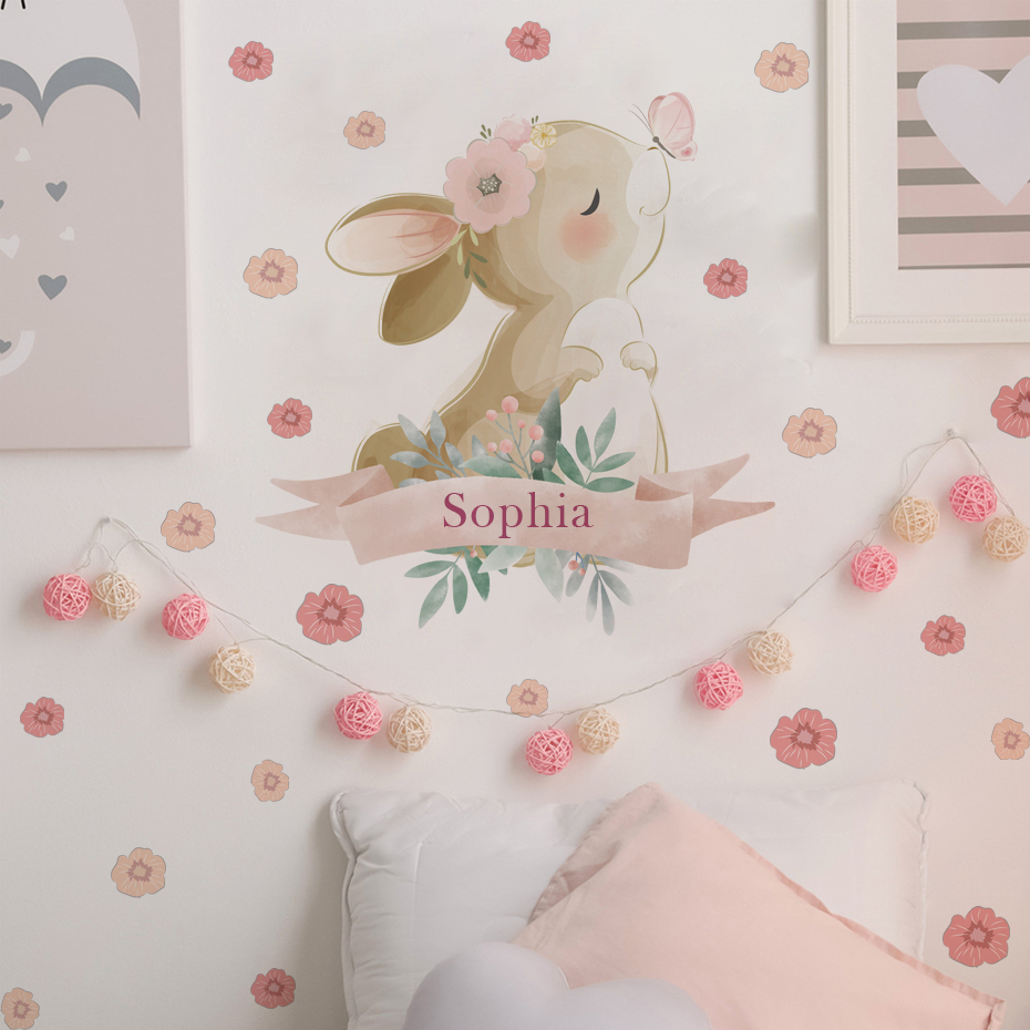 Custom Names Cute Pink Bunny P - Baby Nursery Set Furniture avis et prix
