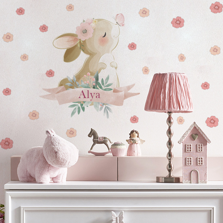 Custom Names Cute Pink Bunny P - Baby Nursery Set Furniture avis et prix
