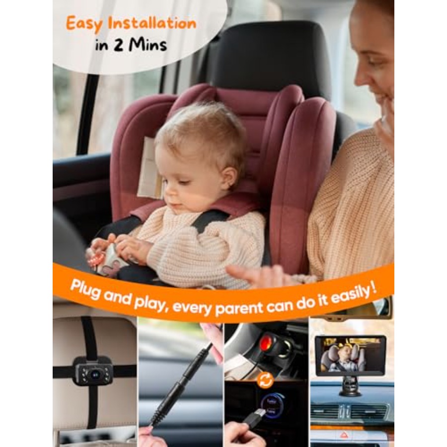 Baby Car Camera for 2 - 7 Inch - Baby Monitor Split Screen avis et prix