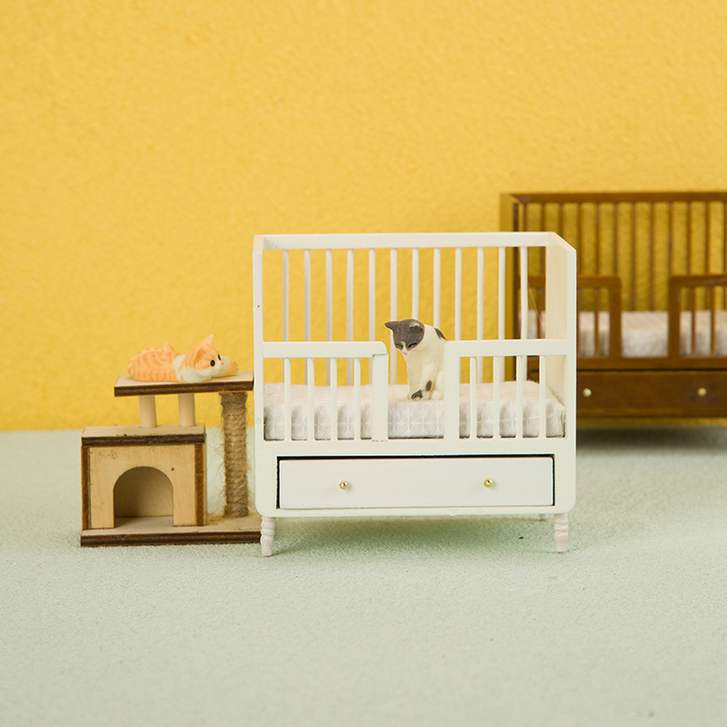 1:12 Miniature White Wood Baby - Baby Nursery Set Furniture avis et prix