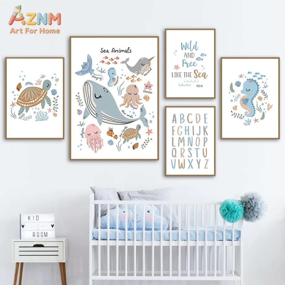 Whale Turtle Seahorse Octopus  - Baby Nursery Ocean avis et prix