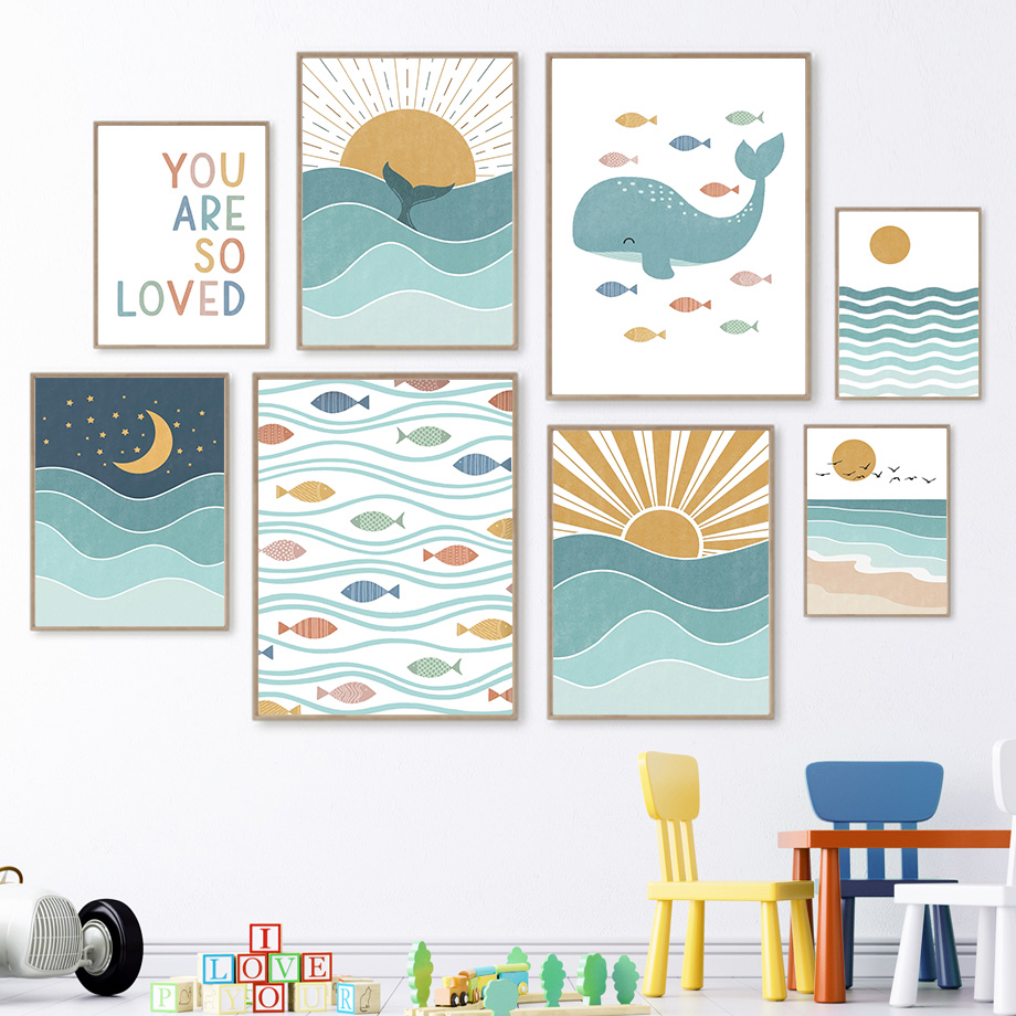 (2D canvas painting)  Fish Wha - Baby Nursery Quotes avis et prix