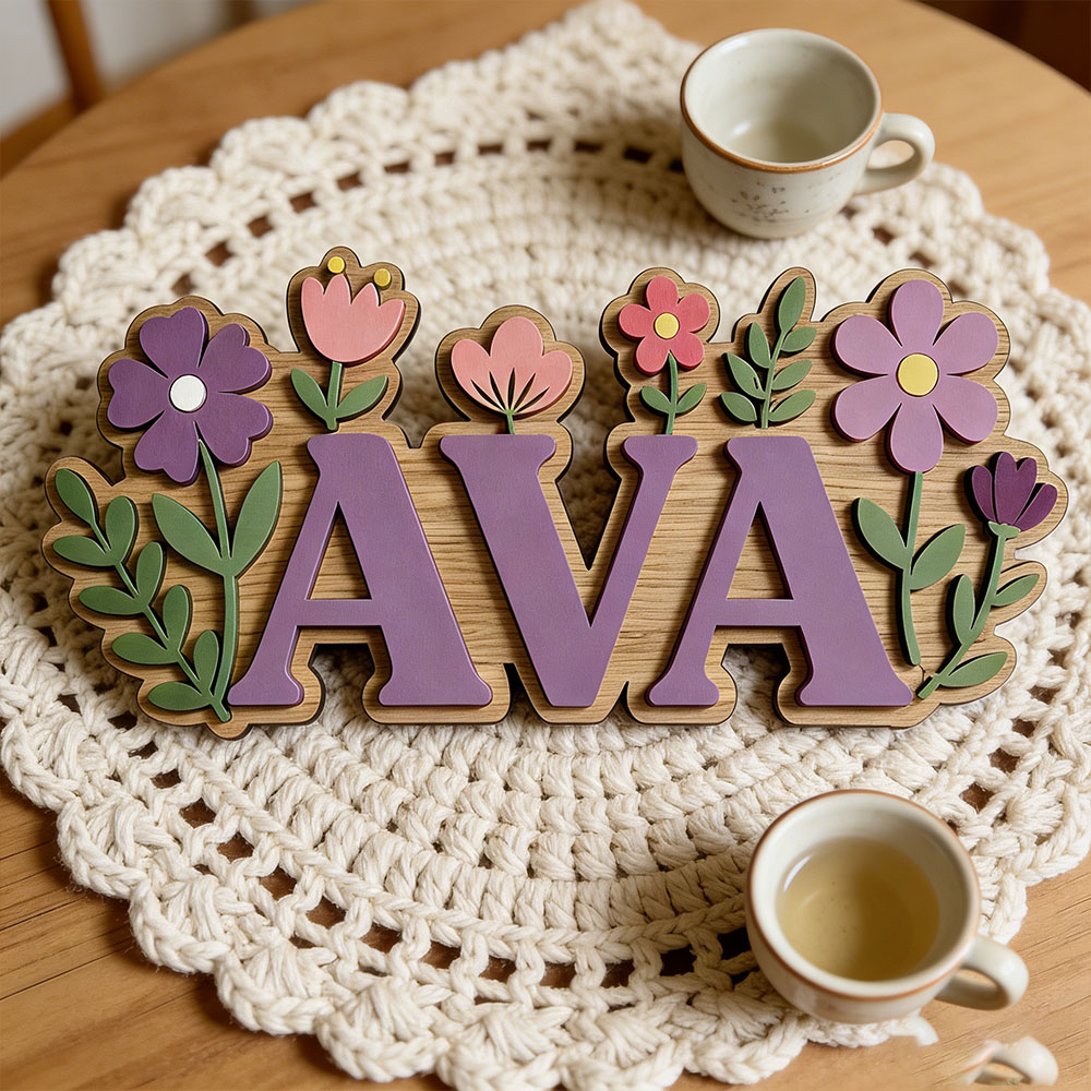 Custom 3D Flower Wreath Name D - Baby Nursery Themes Girl avis et prix
