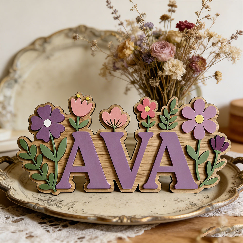 Custom 3D Flower Wreath Name D - Baby Nursery Themes Girl avis et prix