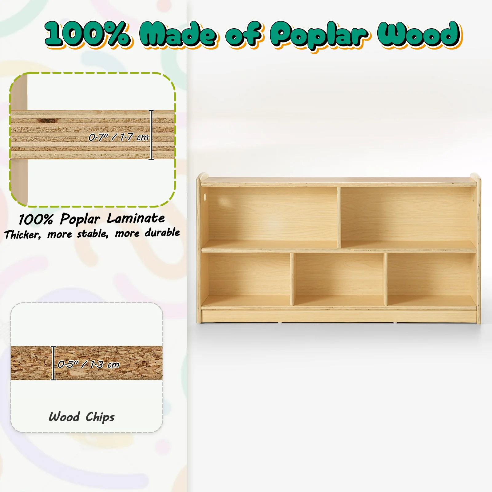 2-Tier Wood Montessori Cabinet - Baby Bookshelf Small avis et prix