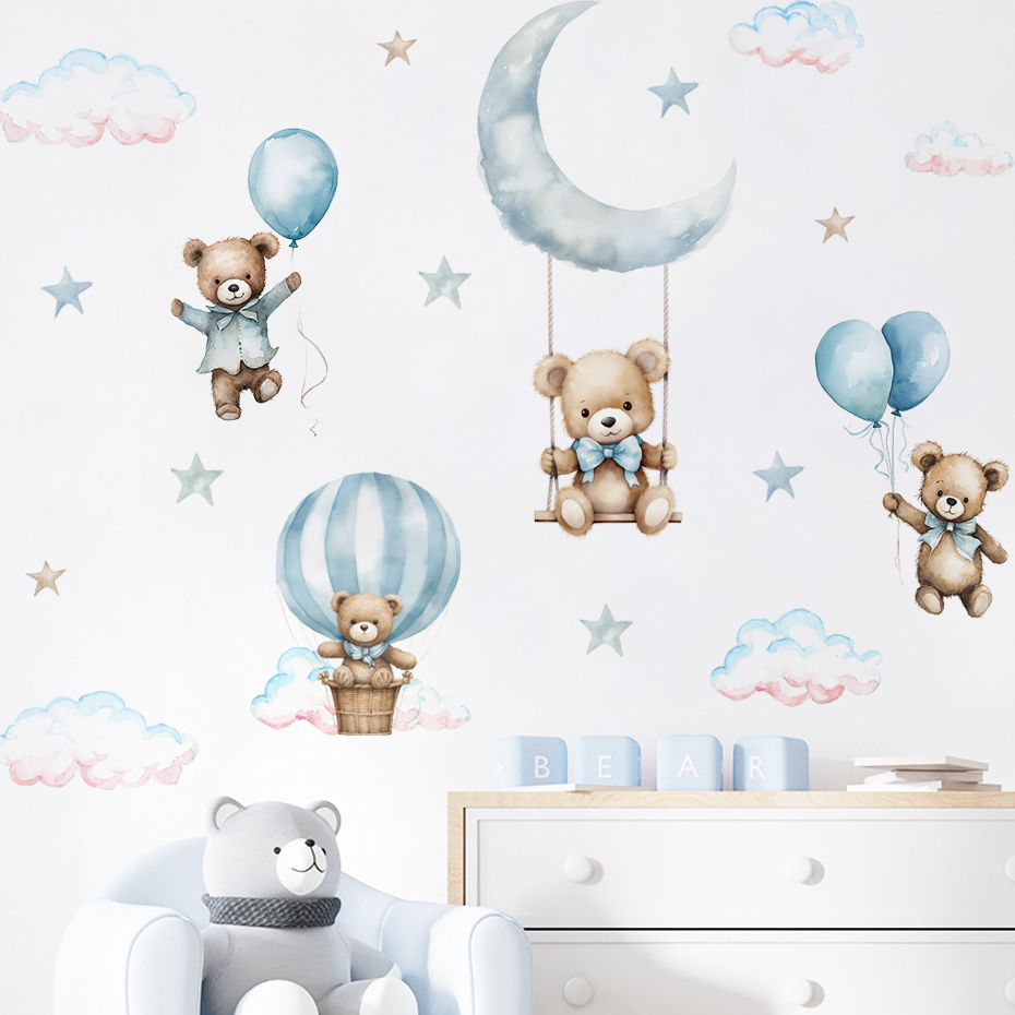 Watercolor Bear Hot Air Balloo - Baby Nursery Set Furniture avis et prix