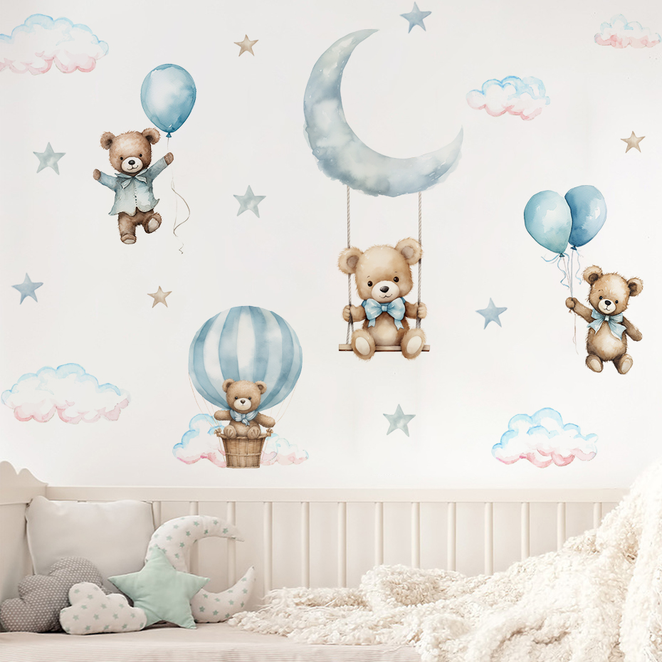 Watercolor Bear Hot Air Balloo - Baby Nursery Set Furniture avis et prix