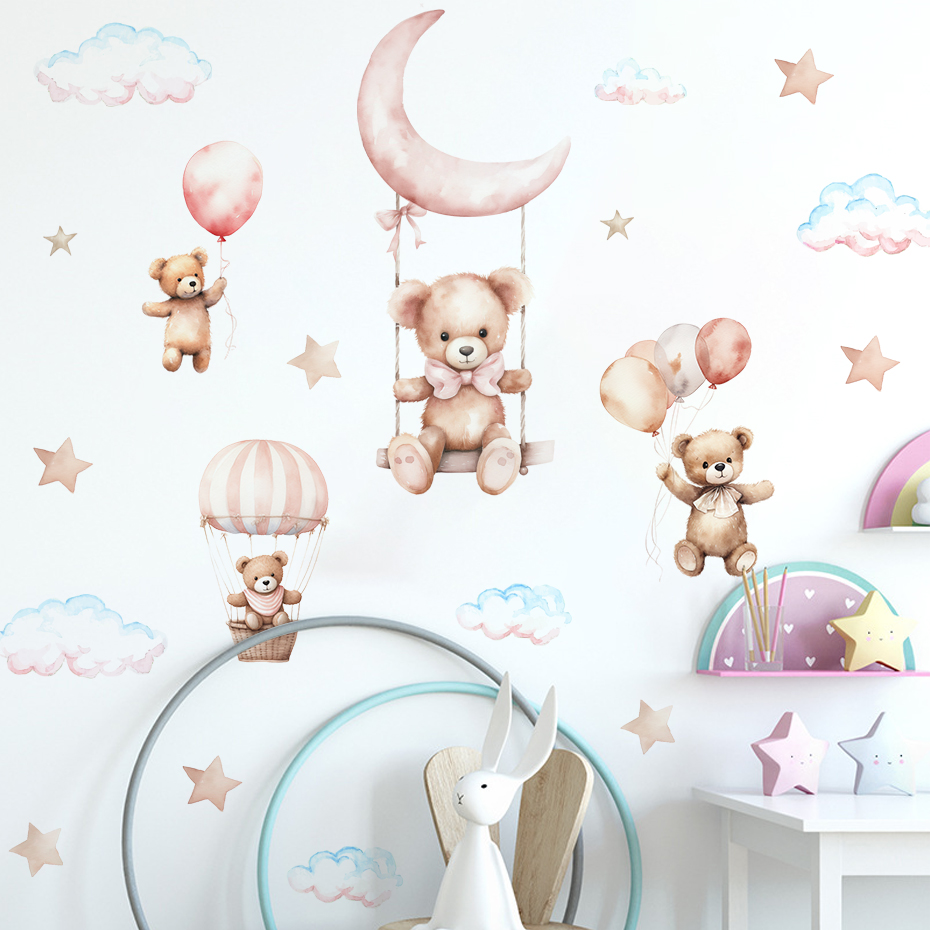 Watercolor Bear Hot Air Balloo - Baby Nursery Set Furniture avis et prix