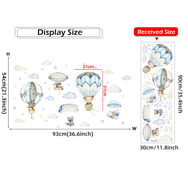 Cartoon Cute Animals Hot Air B - Baby Nursery Home avis et prix