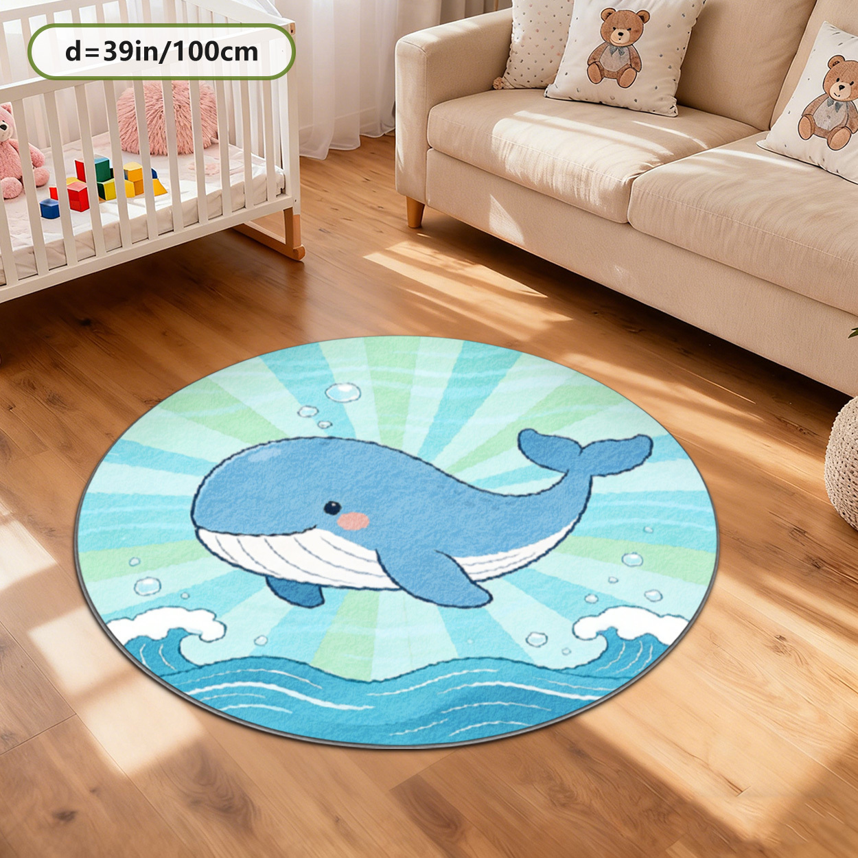 Soft Whale Ocean Round Rug for - Baby Nursery Decor Ideas avis et prix