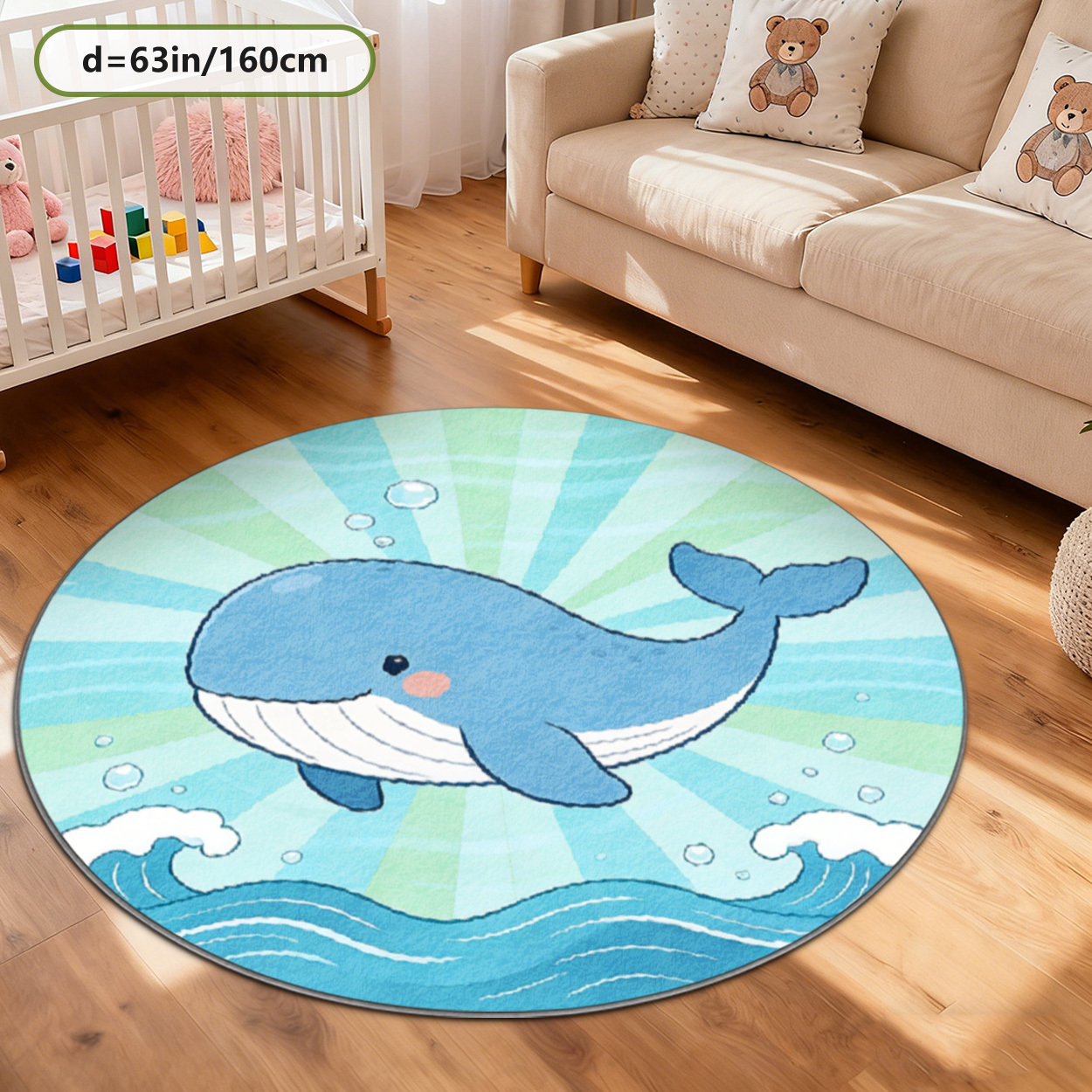Soft Whale Ocean Round Rug for - Baby Nursery Decor Ideas avis et prix