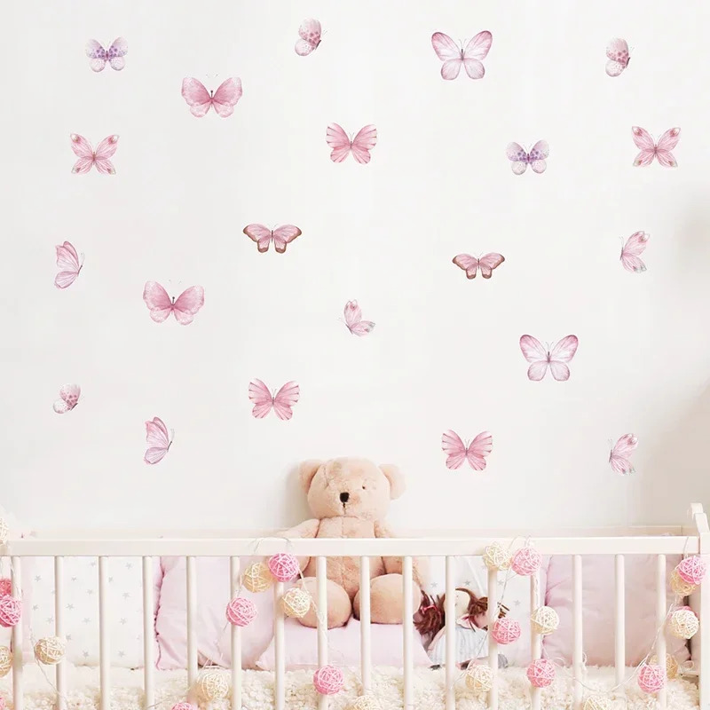 17pcs Watercolor Pink Flying B - Baby Nursery Water avis et prix