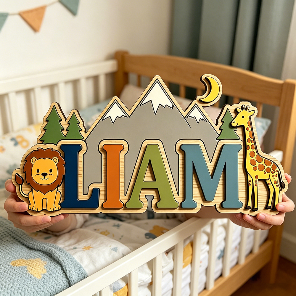 Custom Safari Lion & Giraffe K - Baby Nursery Mountain Theme avis et prix