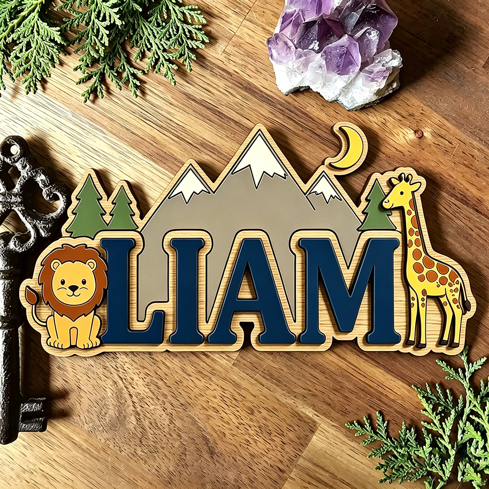 Custom Safari Lion & Giraffe K - Baby Nursery Mountain Theme avis et prix