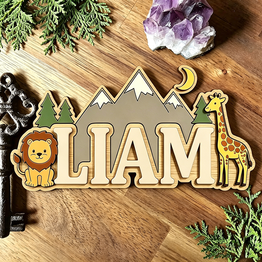 Custom Safari Lion & Giraffe K - Baby Nursery Mountain Theme avis et prix