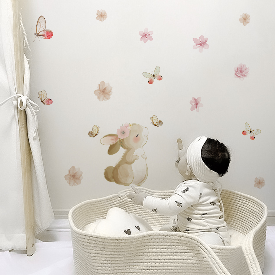 Cartoon Rabbit Flowers Butterf - Baby Nursery Set Furniture avis et prix