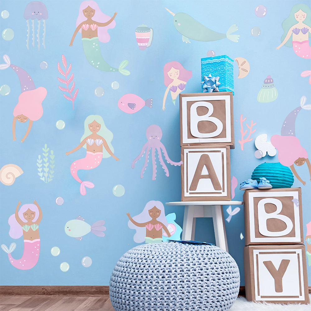 Watercolor Mermaid Wall Sticke - Baby Nursery Set Furniture avis et prix