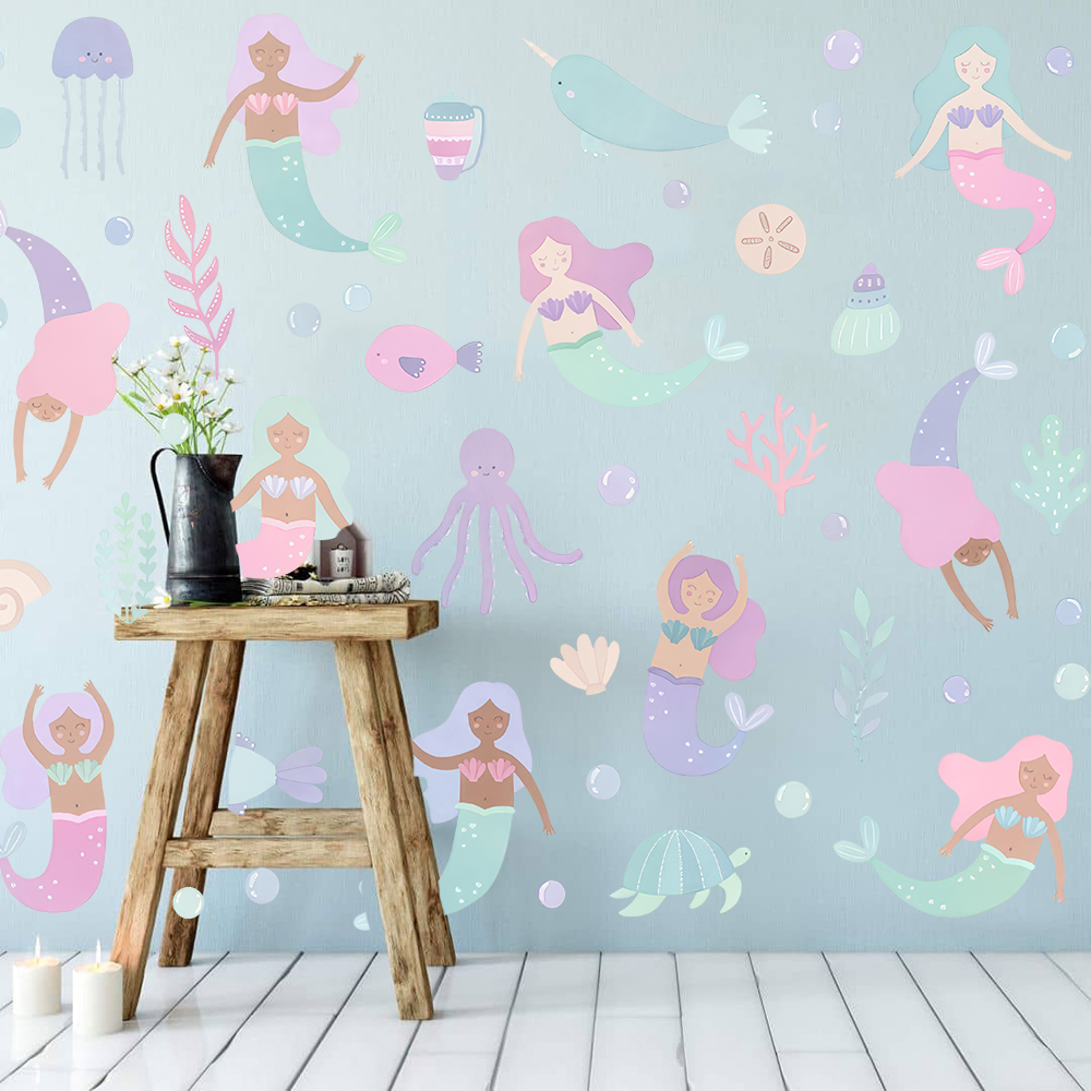 Watercolor Mermaid Wall Sticke - Baby Nursery Set Furniture avis et prix